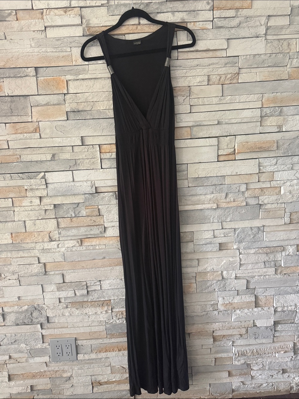 Sleeveless Black Maxi Dress with V-Neck